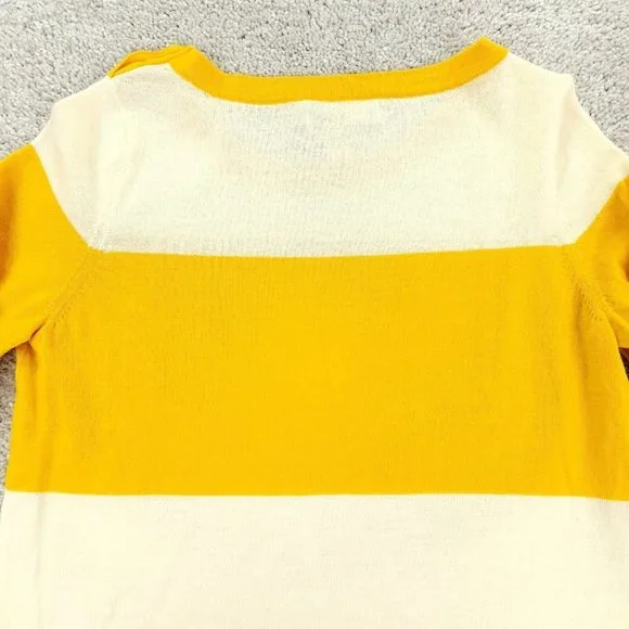 Banana Republic Sweater Womens Extra Small Yellow Striped 100% Merino Wool - Picture 6 of 9